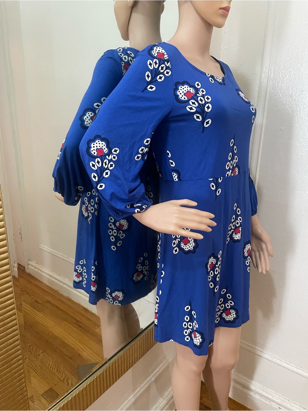 Boden Blue Floral Long-Sleeve Dress - Picture 9 of 14